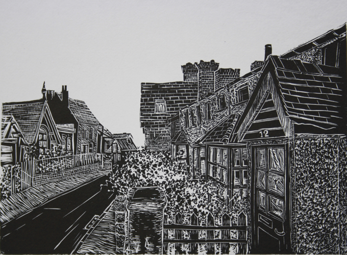 School Rd CK Linoprint